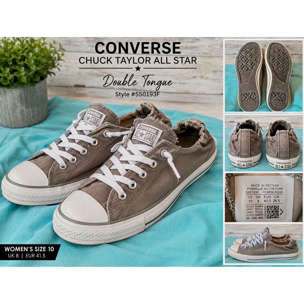 Converse Chuck Taylor All Star Double Tongue Womens Gray White 10 550193F